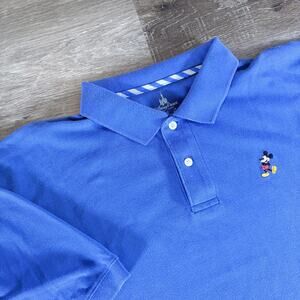 Disney Parks Embroidered Mickey Mouse Men's Short Sleeve Polo Blue Size XL